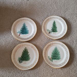 Set of 4 Christmas Lennox Dinner Plates from the 1970's